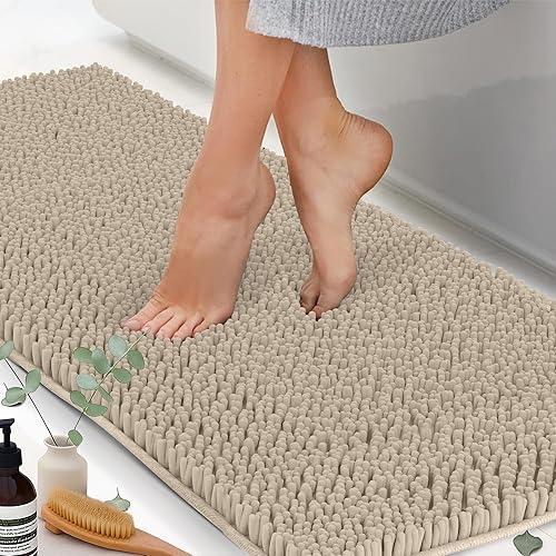 Vista 26 de Tapetes de baño de felpilla de 22 x 14 pulgadas, tapetes de baño absorbentes de felpa de secado rápido, suaves y lavables a máquina, alfombras