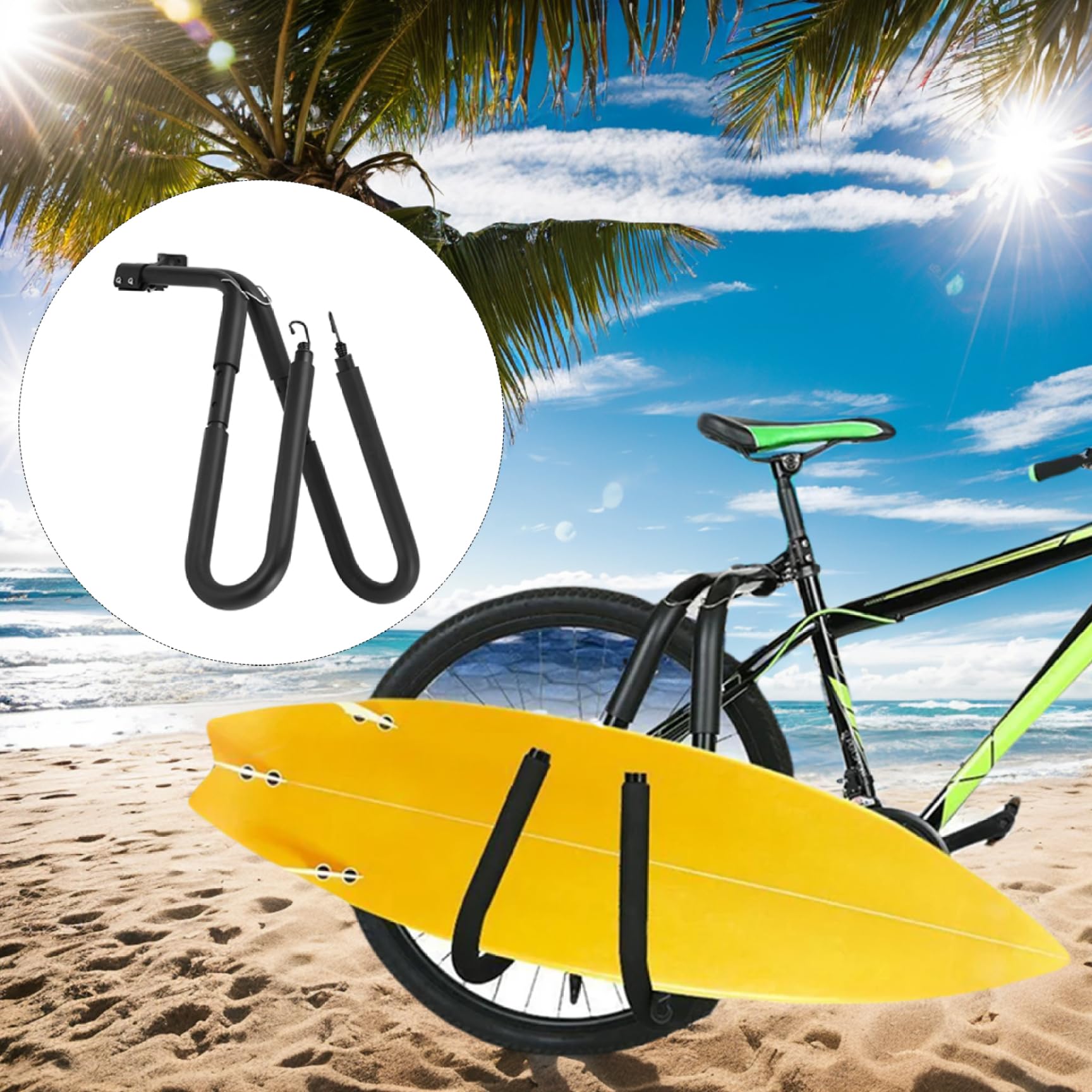 Rack de vélos à Planche de Surf, Porte-Panneaux à vélo réglable, Rack de Surf en Aluminium, Support de Planche de Surf Facile à Retirer pour Les Panneaux de Surf Courts, Rack de Surf