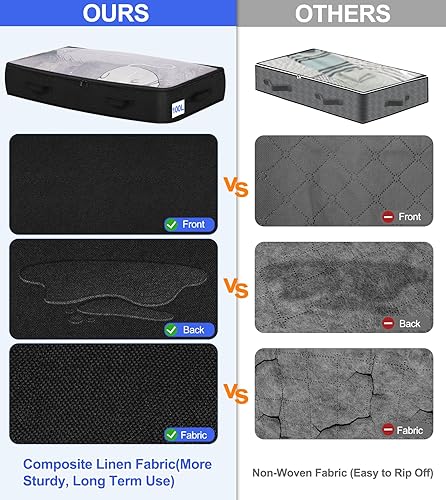 Miniatura 3 de punemi Contenedores de almacenamiento jumbo para debajo de la cama de 100 litros (sin soporte), paquete de 6 contenedores plegables, almacenamiento
