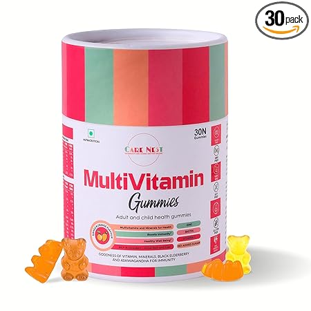CareNest - Multi Vitamin Gummie| Get Free Expert's Advice | Immunity Support | Sugar-Free | 100% Veg | Gluten-Free | Enhances Hair, Skin, and Nails Health| Ashwagandha Extract | Men, Women & Kids | Suitable for All Ages 4+