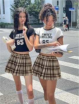 Amazon.com: BemorRun Mini Skirt Skater A-line Pleated Skirts