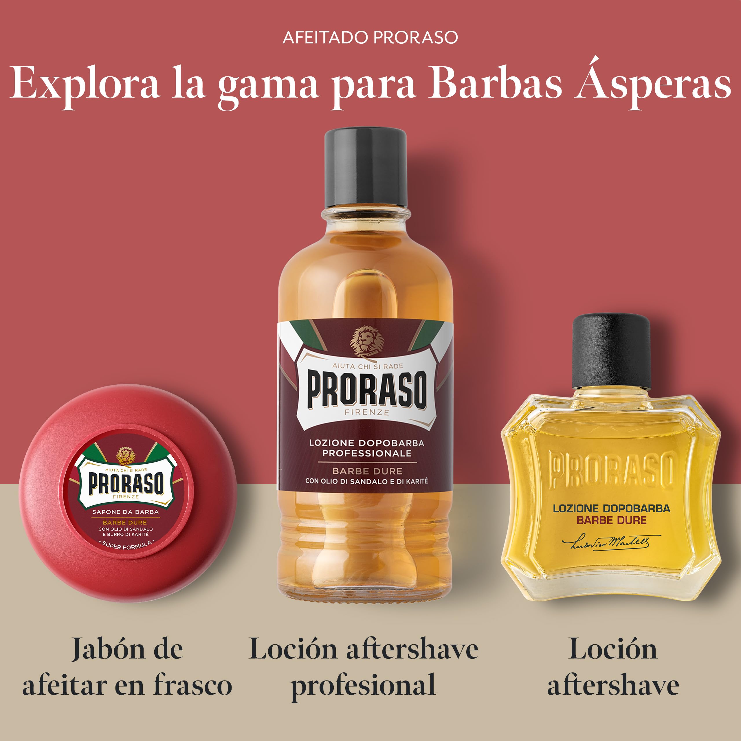 Proraso After Shave Nutritivo, 100 ml, bálsamo barba con aceite de sándalo y karité, tónico facial que hidrata y regenera la piel en profundidad