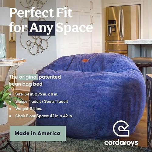 Miniatura 38 de CordaRoy's Puf de pana, puf convertible, lavable a máquina, funda de tela de pana para sótano, sala de estar, sala de juegos, dormitorio y más,