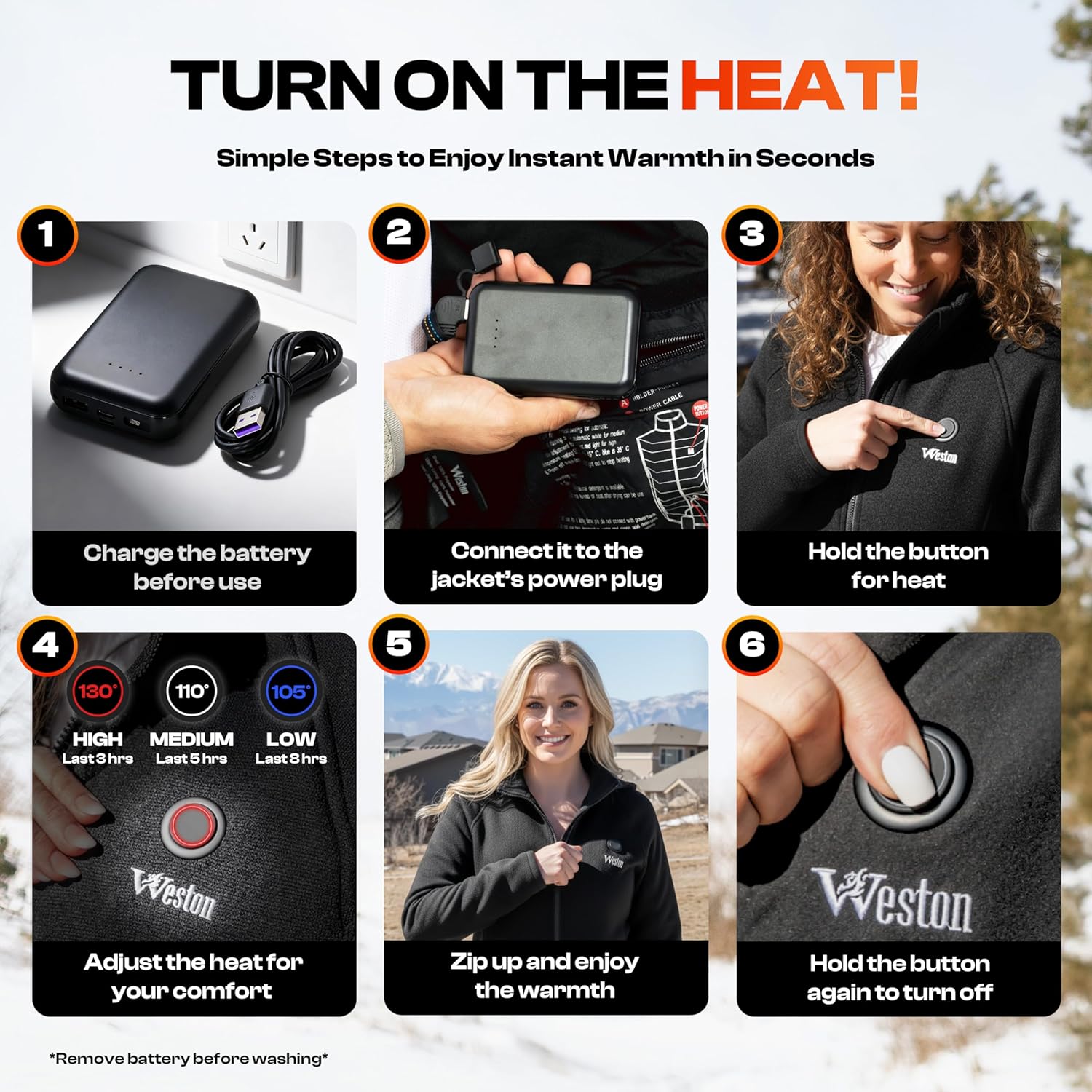 Weston Women’s Heated Fleece Jacket �� Rechargeable Electric Heated Jacket, With or Without Hood - Image 4