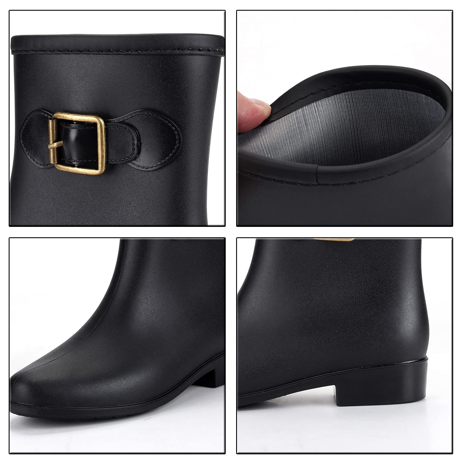 Botas de agua para mujer, botas de lluvia de goma, impermeables, botines de goma antideslizantes, botas de jardín, botas de agua Wellington, botines de lluvia, botas de lluvia para exteriores