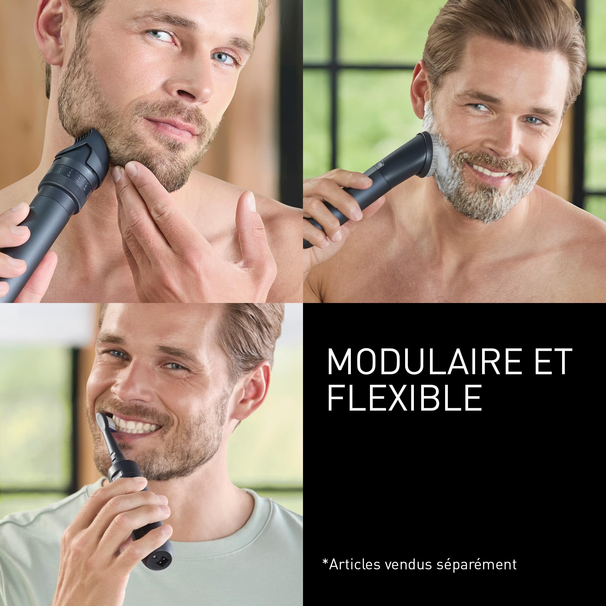Panasonic MULTISHAPE - système modulaire de soins corps, cheveux et visage - ER-CKL1 : Kit unité principale étanche avec batterie rechargeable Li-ion et tête tondeuse étroite pour barbe