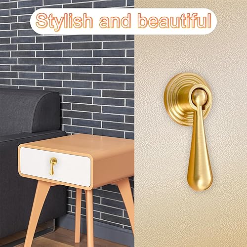 Miniatura 3 de SAYANG Perillas de latón para gabinete, pomos de latón macizo para cajones, pomos y tiradores dorados de estilo vintage de latón para armarios de