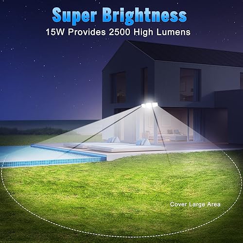 Miniatura 5 de Luz de inundación para exteriores con sensor de movimiento, alto brillo de 2500 lúmenes, con control remoto, distancia de detección de 27 pies, con