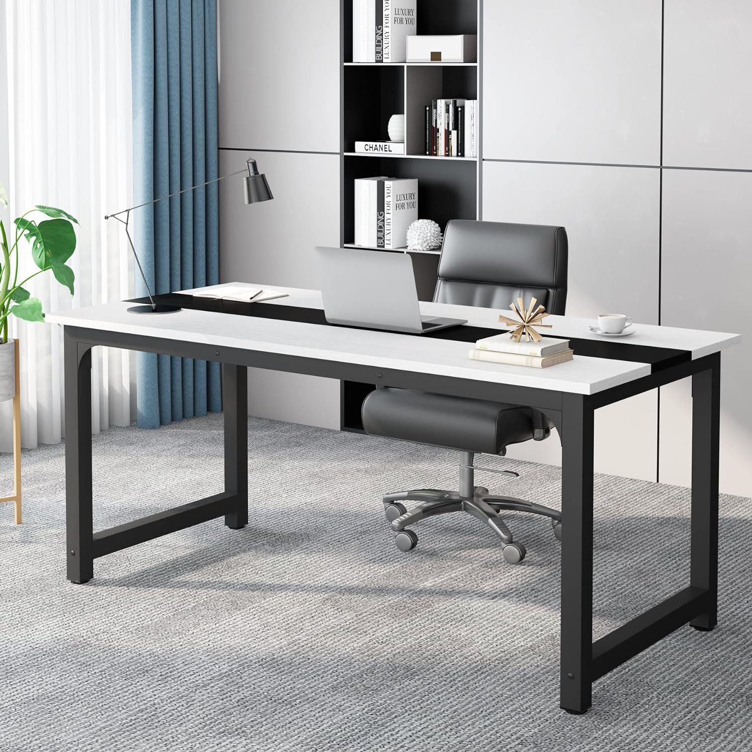 Tribesigns 70.8”Executive Desk, Large Office Computer Desk with Thicken Frame, Modern Simple