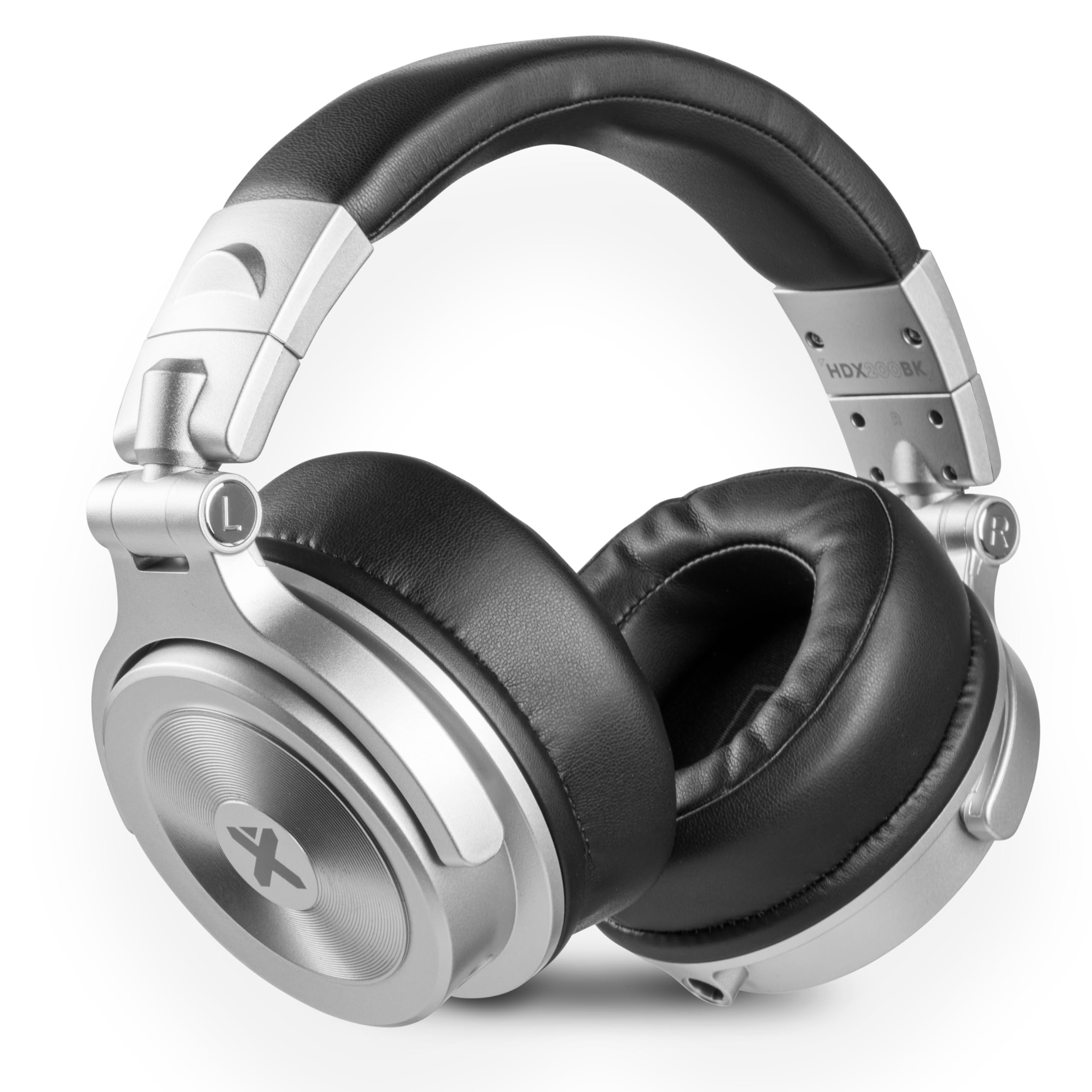 Vonyx HDX200SL – Auriculares DJ Premium con Drivers 50 mm, Jack 3,5 y 6,3 mm, Cable Reversible, diseño Plegable y Bolsa Transporte para música y Estudio Profesional, Color Aluminio