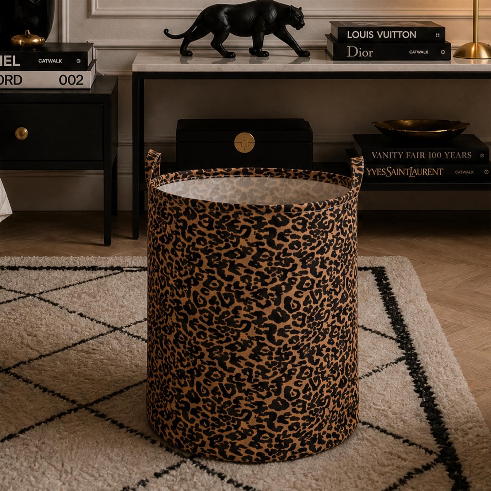 OHS Kids Laundry Basket Baby Storage Hamper Toy Basket, Leopard Print โ image 1