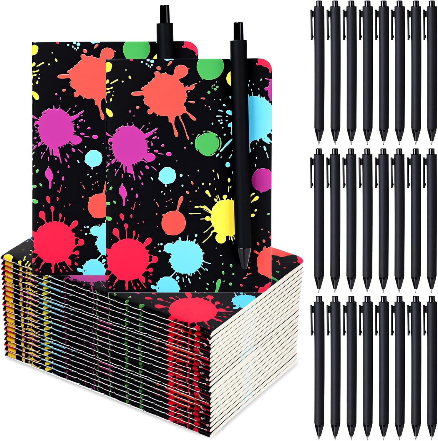 Resurhang 50 Pcs Glow in the Dark Notebooks with Pens Neon Party Favors Glow Theme Notepads for Neon Theme Event Decoration Supplies Kids Birthday Goodie Bag Fillers School Classroom