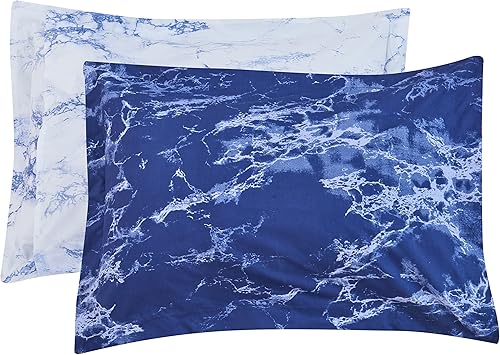 Vista 10 de Elegant Comfort Juego de edredón reversible de 10 piezas, estampado de mármol, almohada decorativa y sábana bajera con bolsillos inteligentes