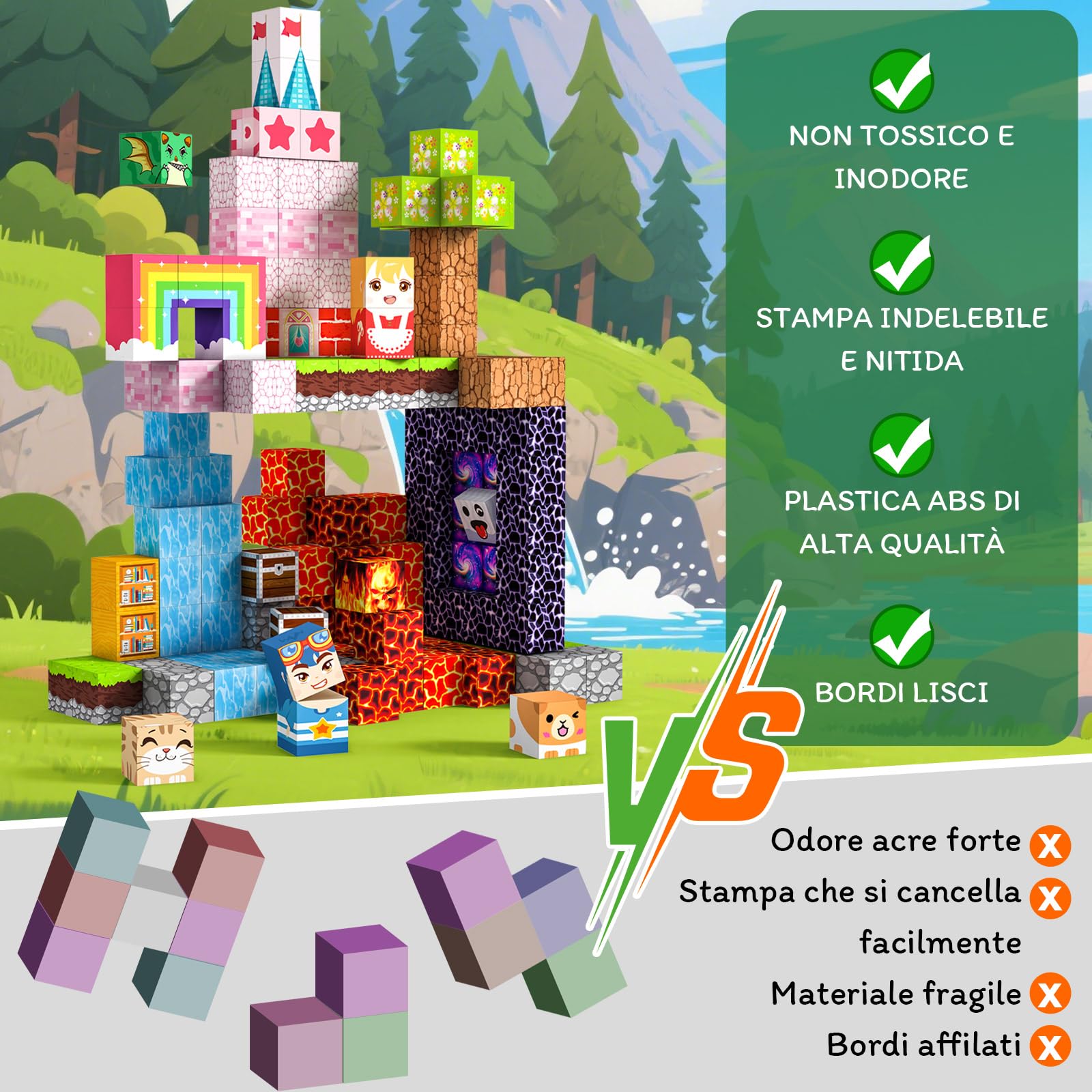 Costruzioni Magnetiche per Bambini 150 PCS 2CM 3+ Giochi Cubi Magnetici Blocchi Magnetic Building Blocks Giocattoli Montessori a Partire da 3 4 5 6 7 8 9 10 11 12 Anni Regali di Compleanno