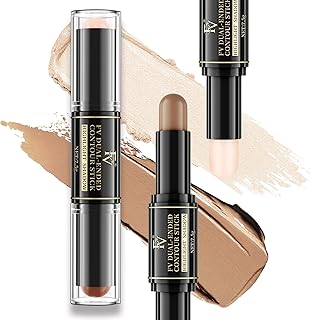FV Cream Contour Stick, Dual-Ended Contour and Highlighter Makeup Stick, Easy Blend Bronzer Stick for 3D Face Body Shaping, Long Lasting & Waterproof Contour Pencil for Light/Medium Skin Tone,7.5g