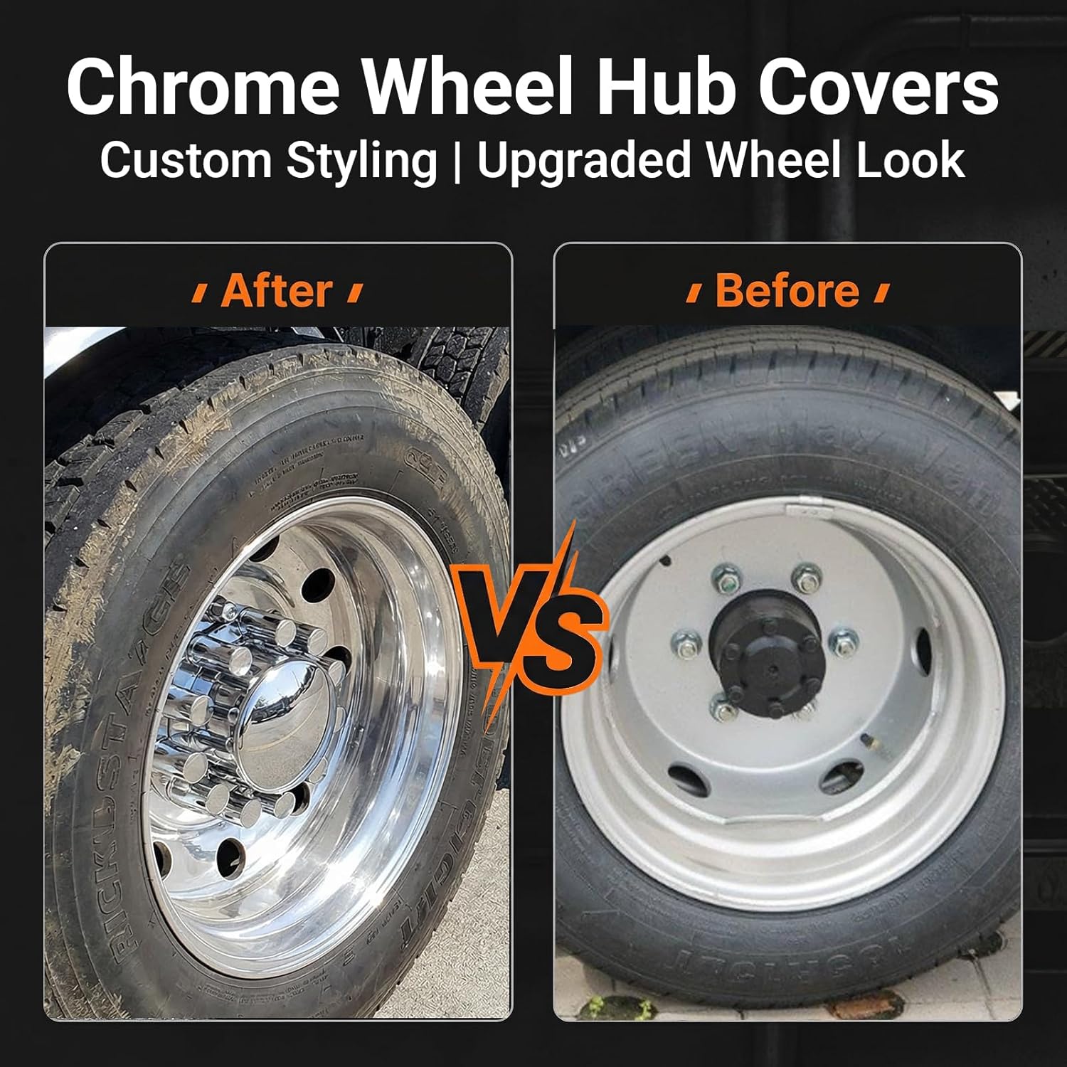 Semi Truck Lug Nut Covers 6 Pack of 33mm Lug Nut Covers Cylinder Axle Cover Set Chrome Rear Axle Wheel Cover Set Removable Hub Caps Screw-on Lug Nut Covers (2 Front + 4 Rear)