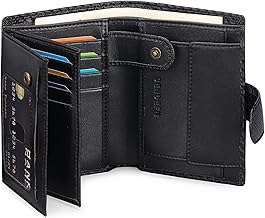 SENDEFN Men's Leather Wallet, RFID Blocking Wallet, Men's Vertical Wallet with 19 Card Slots, 3 Bill Slots, 1 Coin Pocket with Button