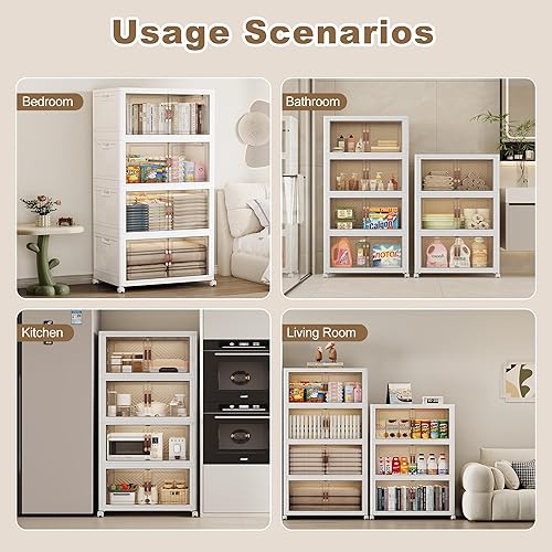 Miniatura 7 de SAILUN 660QT - Contenedores de almacenamiento apilables con tapa, contenedores de almacenamiento plegables con puertas y ruedas, contenedores