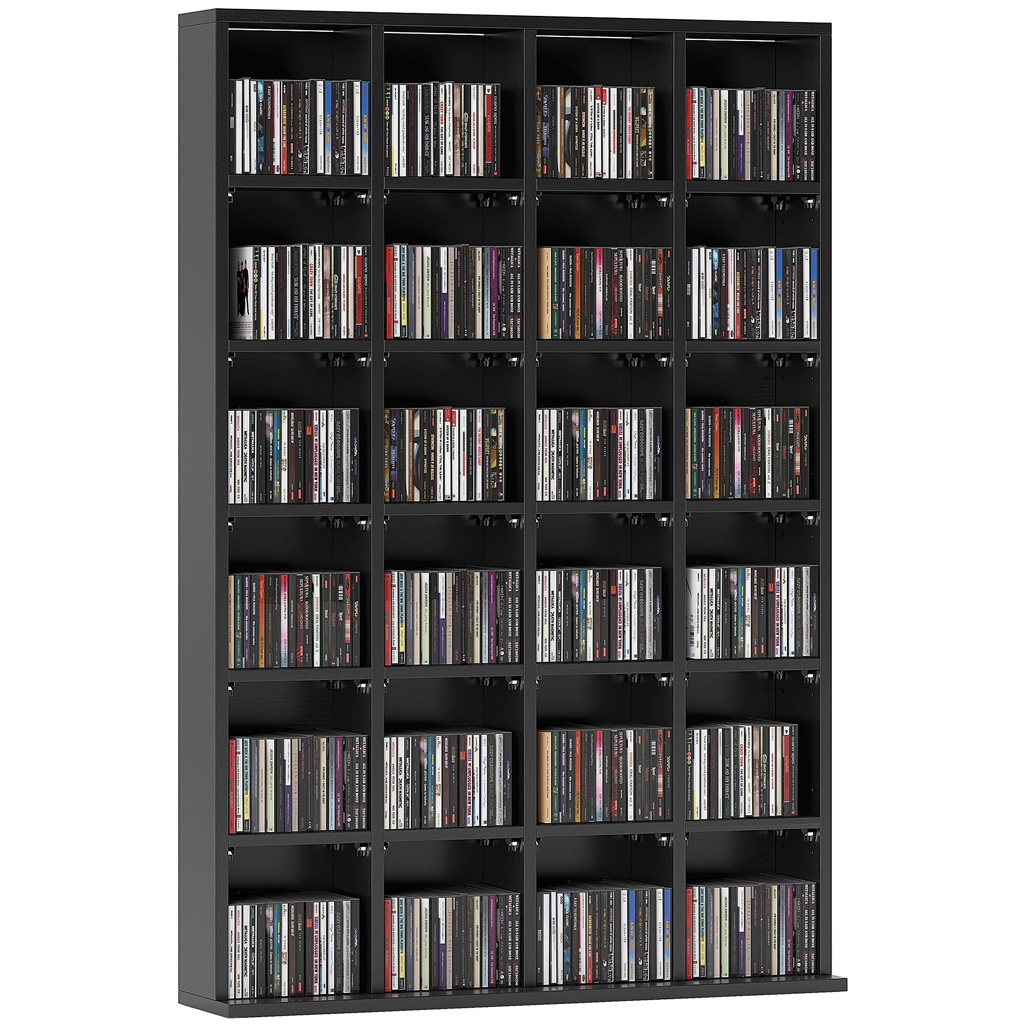 HOMCOM 456 CD/ 336 DVD Storage Unit, Media Storage Shelf, Wooden Display Unit with Adjustable Shelves, 89 x 130.5 cm, Black