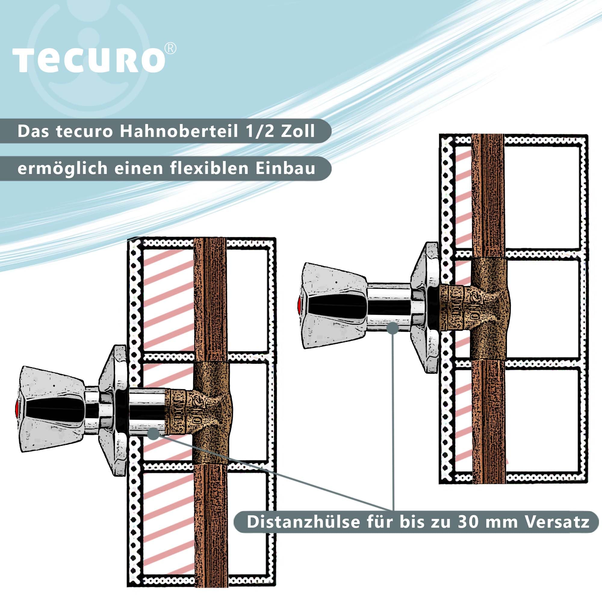 Tecuro Plumber's Top 1/2 with Handle and Rosette for Flush-Mounted Valve - Cold Blue, Chrome, 1/2''-1,3 cm - Image 4