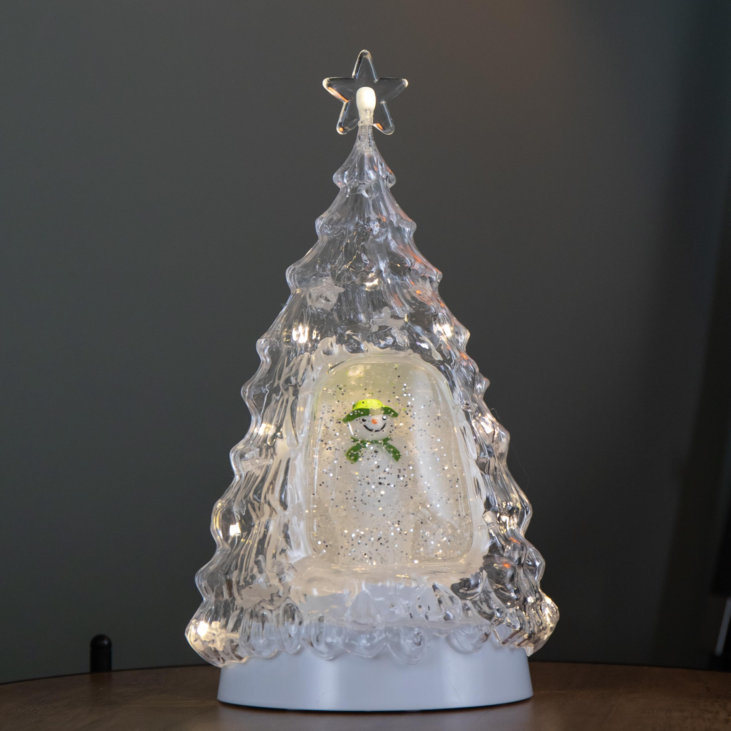 Samuel Alexander 33cm Water Tree - Snowman Inside - Moving Glitter - Warm White LEDs