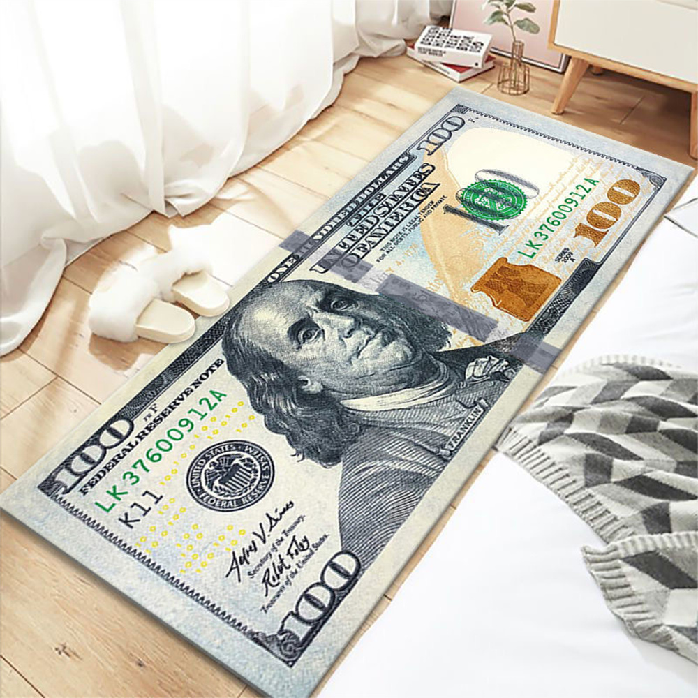 Tapete con diseño billete de 100 dólares 18''x43'' miniatura 7