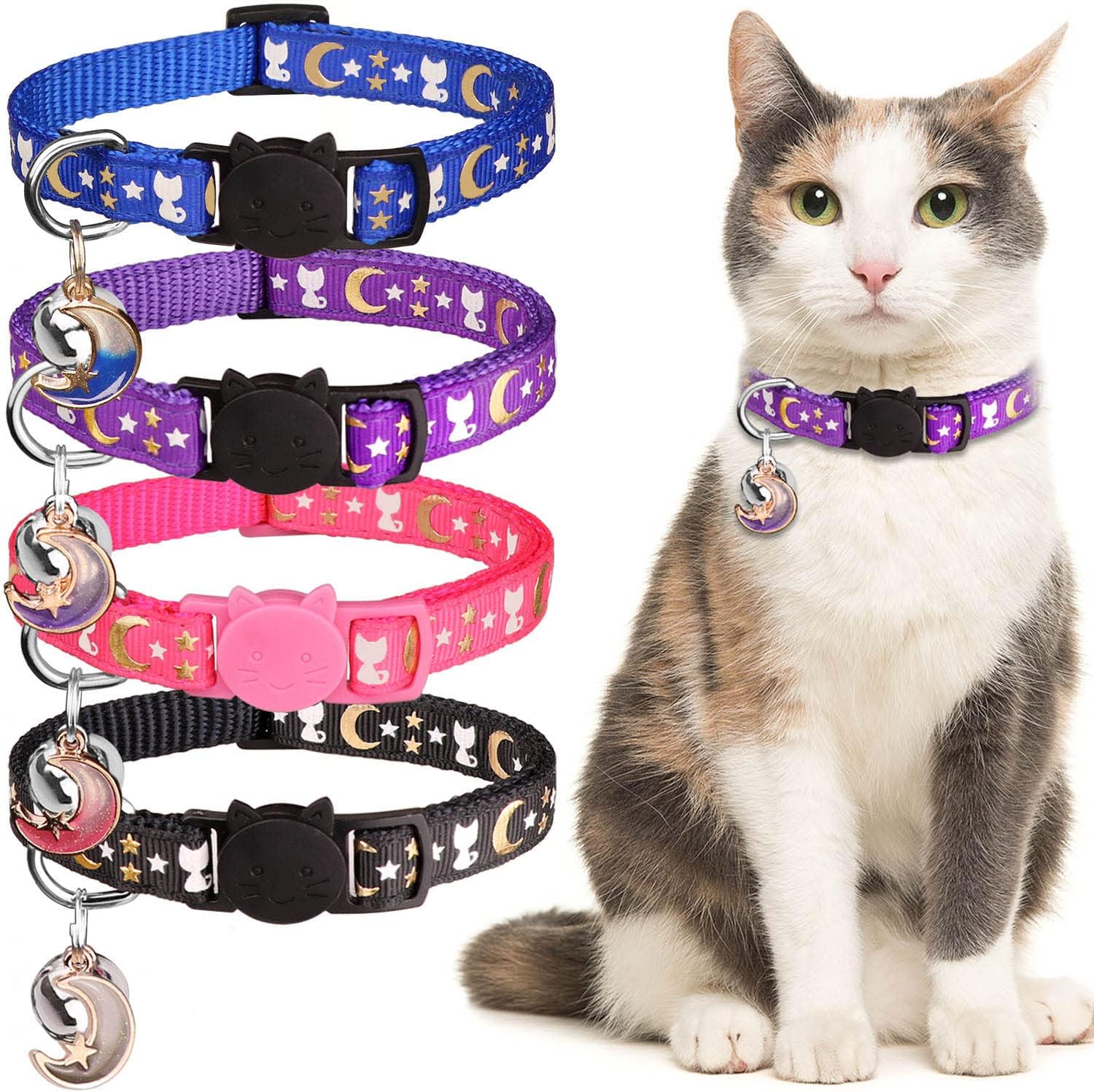 Pet Supplies WAAAG Cat Collars, Gold Moons and Stars Cat Collar