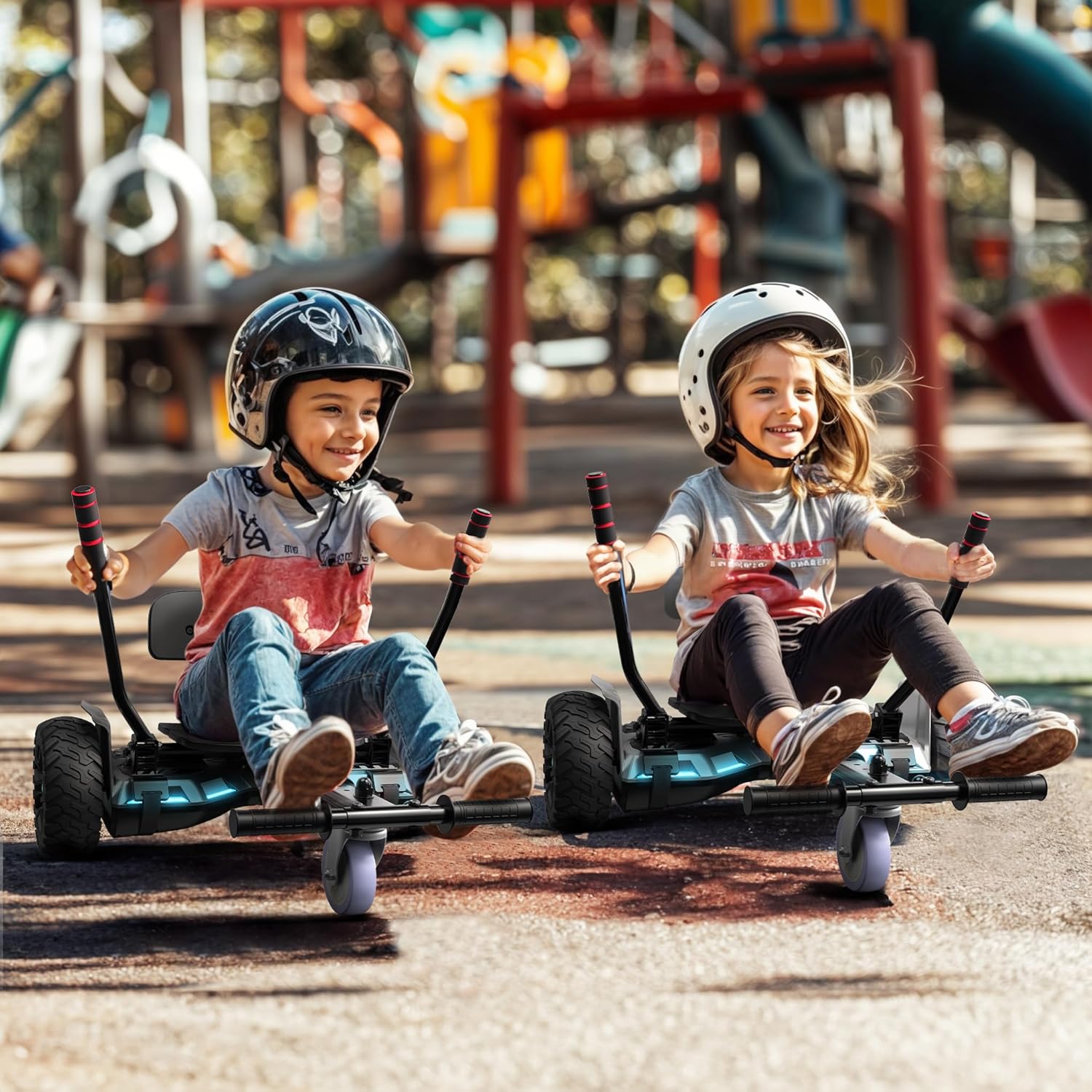 Scooter with Seat Attachment for Kids Adults, 6.5'' 8.5''Balancing Scooter with Bluetooth Speakers & Colorful LED Light with kart