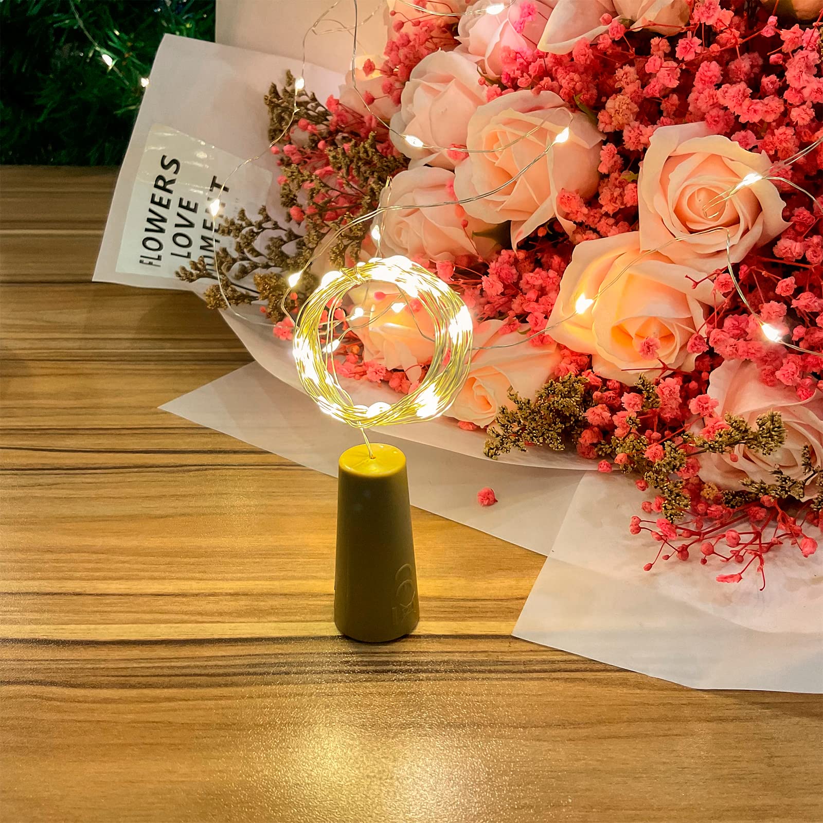 Etinga Confezione da 30 mini luci a forma di bottiglia di vino con sughero, 20 LED, 1,8 m, per barattoli fai da te, Halloween, Natale, decorazioni per feste, matrimoni (confezione da 30, bianco caldo)