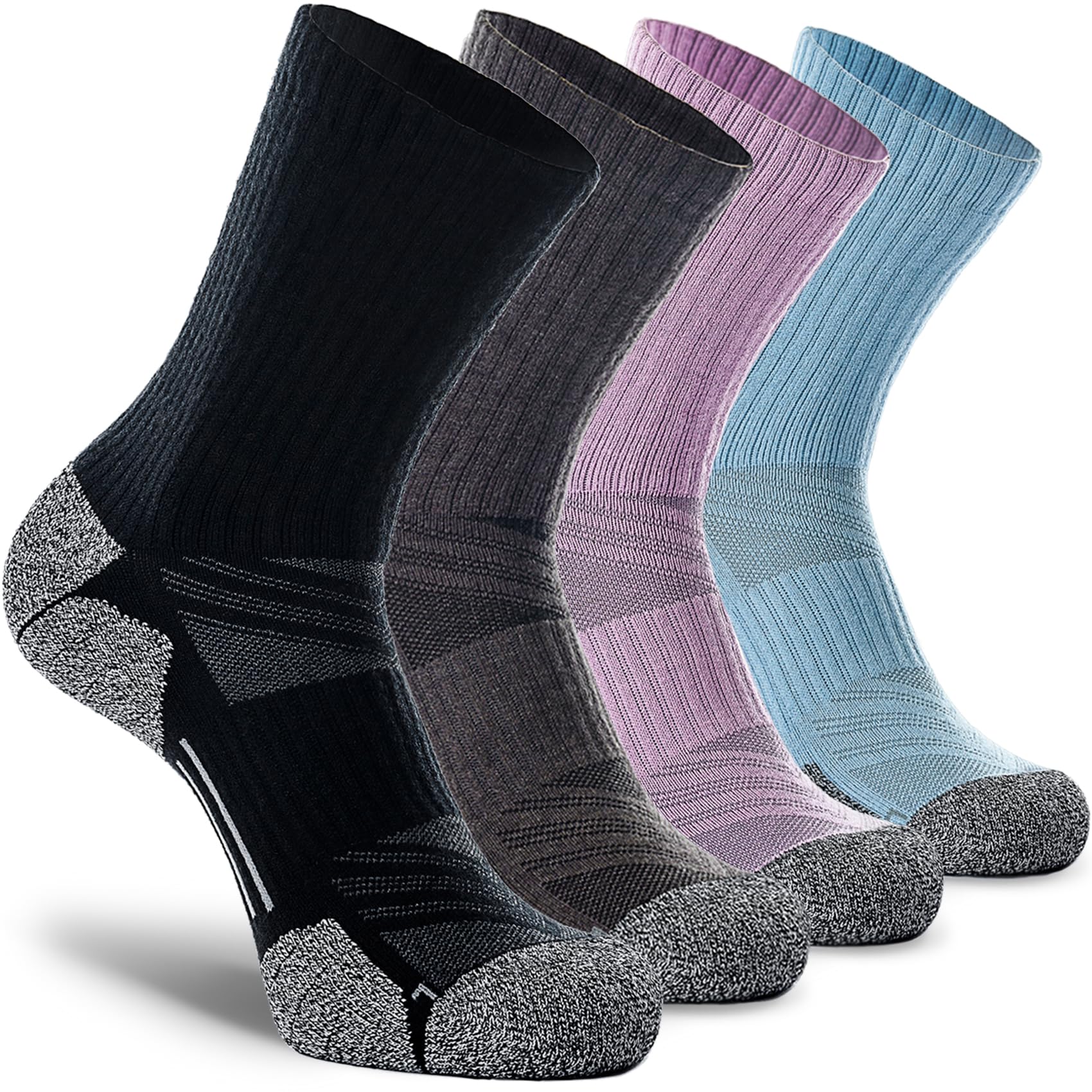 CWVLC Crew Hiking Socks, Cushion, Moisture Wicking, Arch Compression Boot Socks