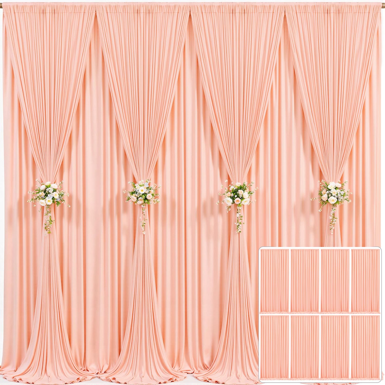 10x10 Champagne Backdrop Curtain for Parties Wedding Baby Shower Wrinkle Free Photo Curtains Backdrop Drapes Fabric Decoration for Bridal Shower 5ft x 10ft,2 Panels — view 87