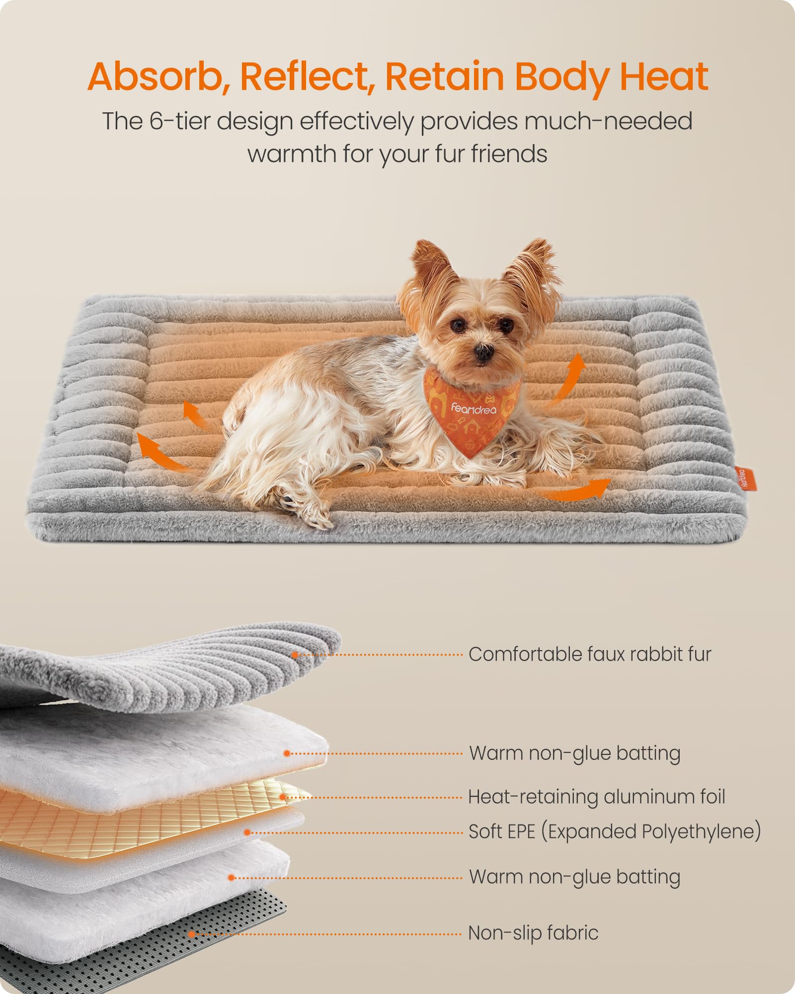 Feandrea Dog Bed Mat, M, 75 x 50 cm, Pet Blanket for Dogs and Cats Machine Washable Pet Sofa Protector, Dove Grey PPB042GD01 - Image 3