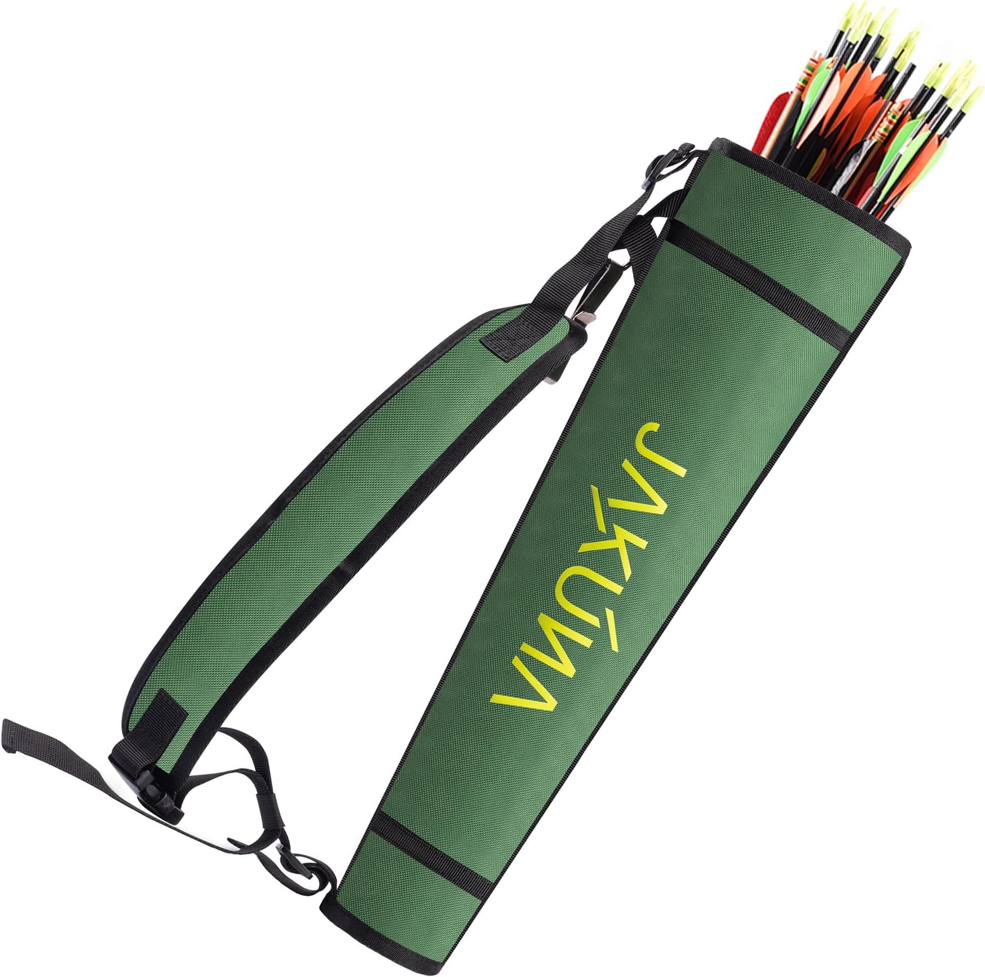 JAKUNAHip and Back Quiver for Arrows - Black Arrow Quiver for Kids and Adults - Adjustable Arrow Holder with a Padded Strap and Belt Clip - Archery Accessories for Field and Practice