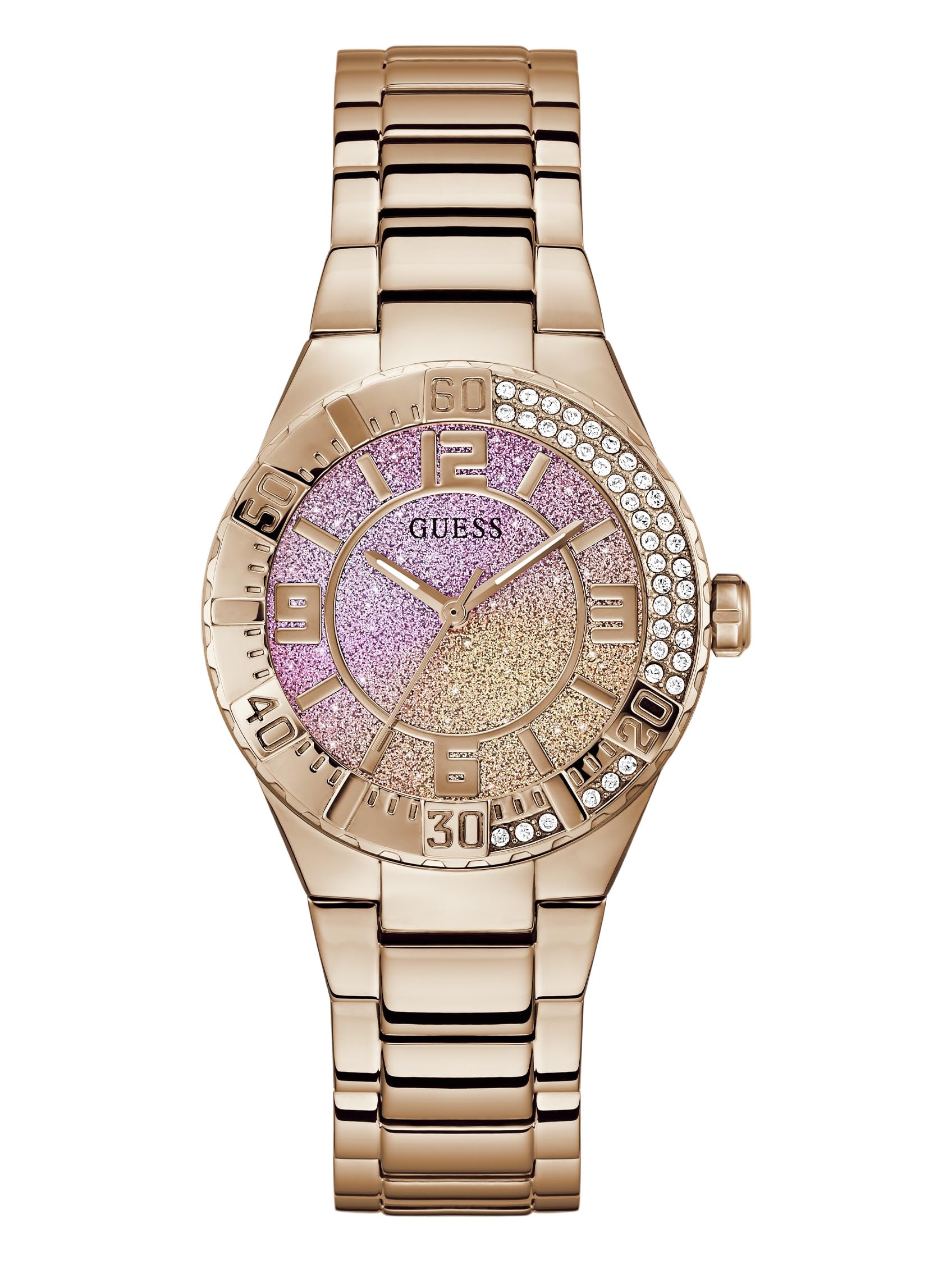 GUESS Damen-Armbanduhr GW0882L3, analog, rosa Zifferblatt