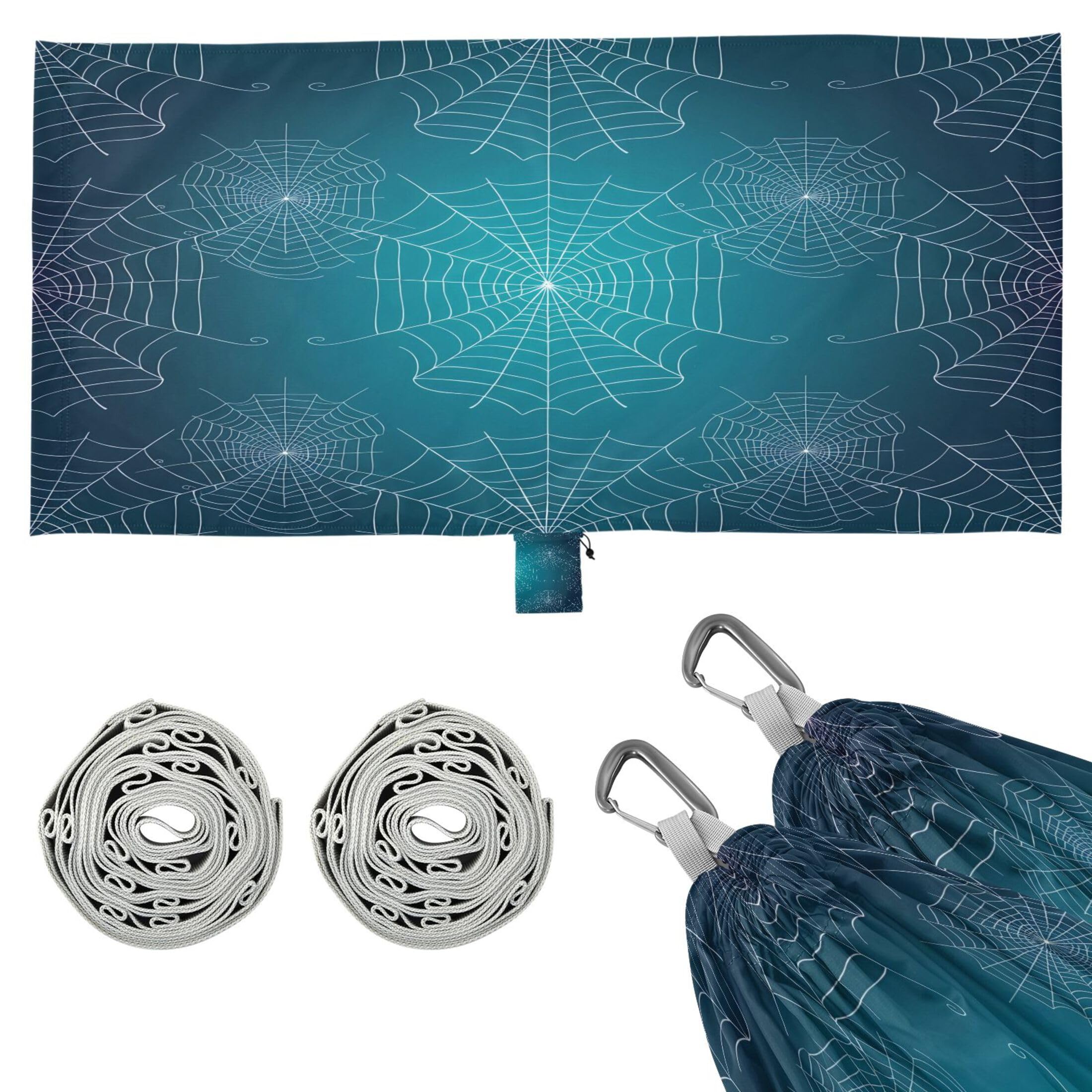 Takiito Web on Glowing Blue Hammock 330 lb Capacity Travel Camping Hammock with Tree Straps, Portable Lightweight for Outdoor Beach Backpacking Backyard Patio