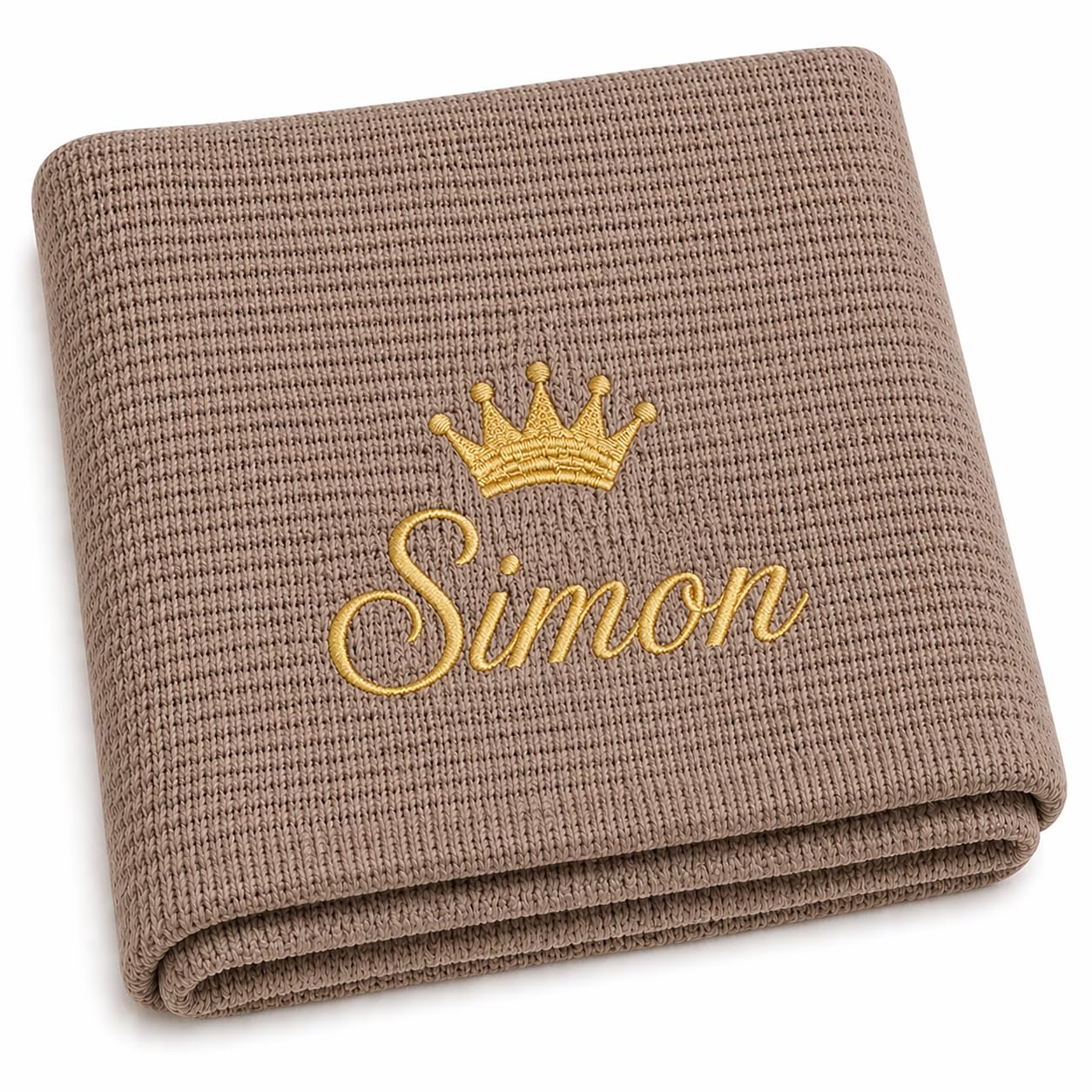 Personalised Baby Cellular Blanket – Custom Embroidered Name Shawl Blanket, Soft Newborn Wrap, Baby Boy Girl Gift, Christening, Baby Shower Blanket UK (Coffee)