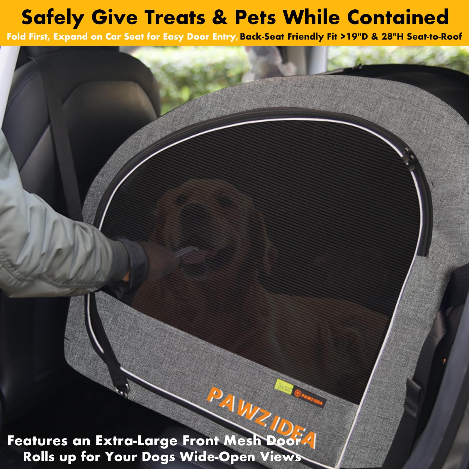 PAWZIDEA Passeggino per cani di grandi dimensioni, extra large, con trasportino staccabile, fino a 50 kg (grigio)