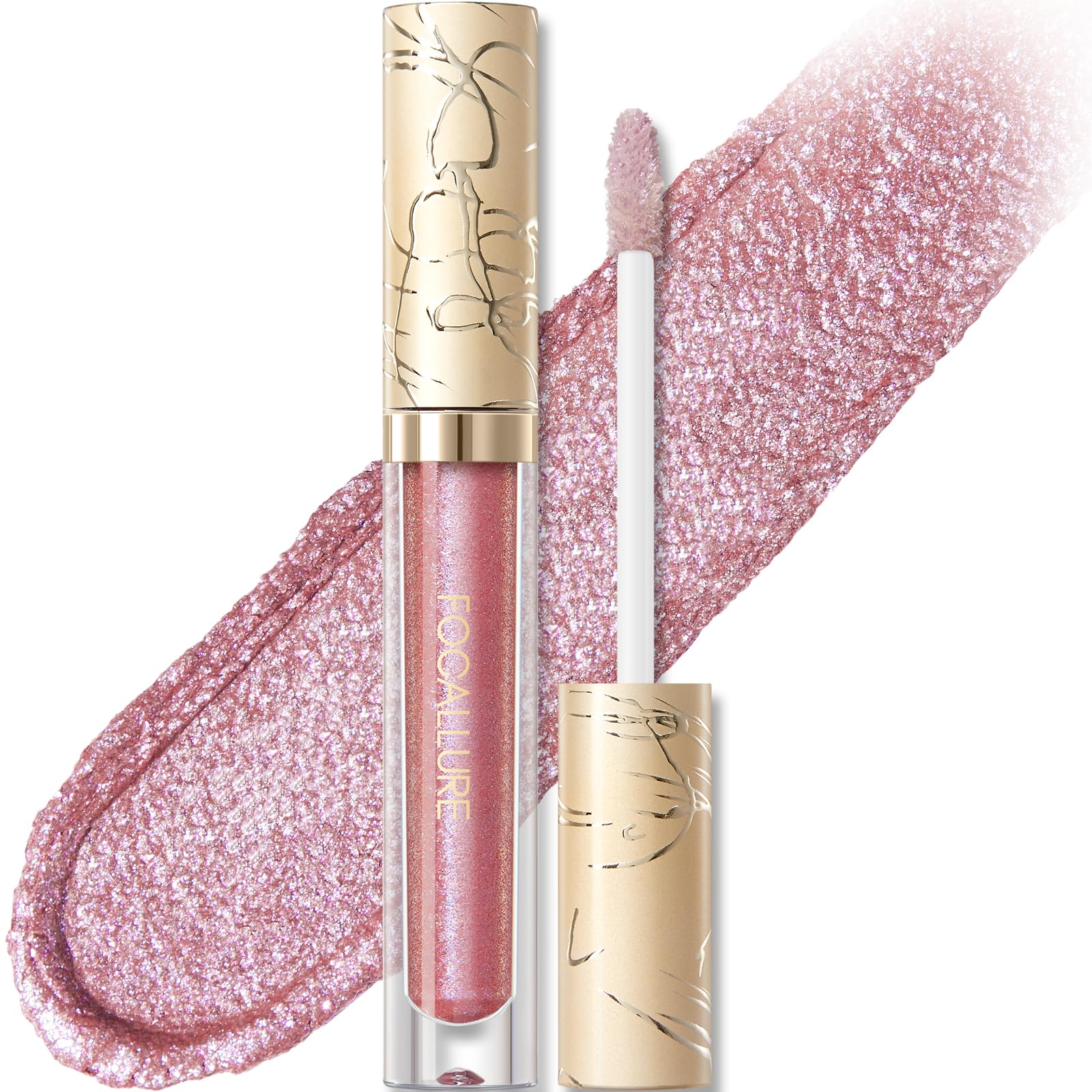 FOCALLURE Metallic Liquid Lipstick,Non Stick Cup Lip Gloss,High Impact Lip Color with Transfer-proof Wear,Long Lasting & Waterproof Lipstick Makeup