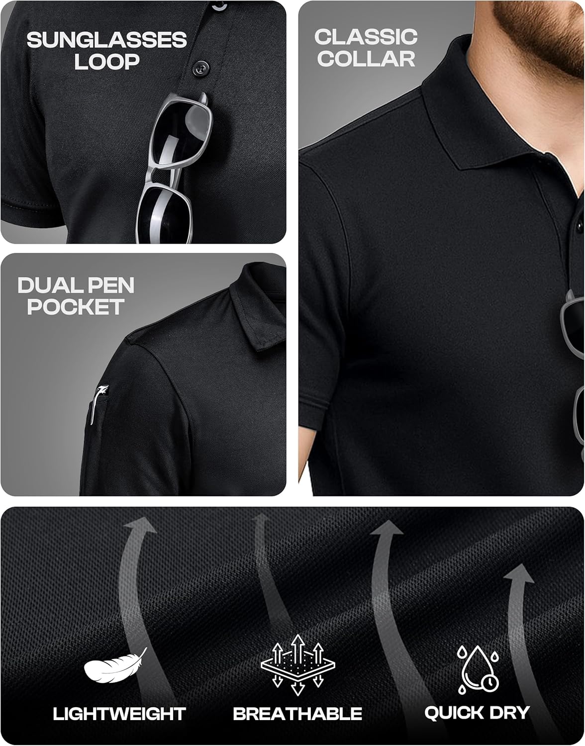 NY Threads Men's Polo Shirt Short Sleeves UPF 50+ Quick Dry Performance Tactical Pique Jersey Golf Shirt - Image 4