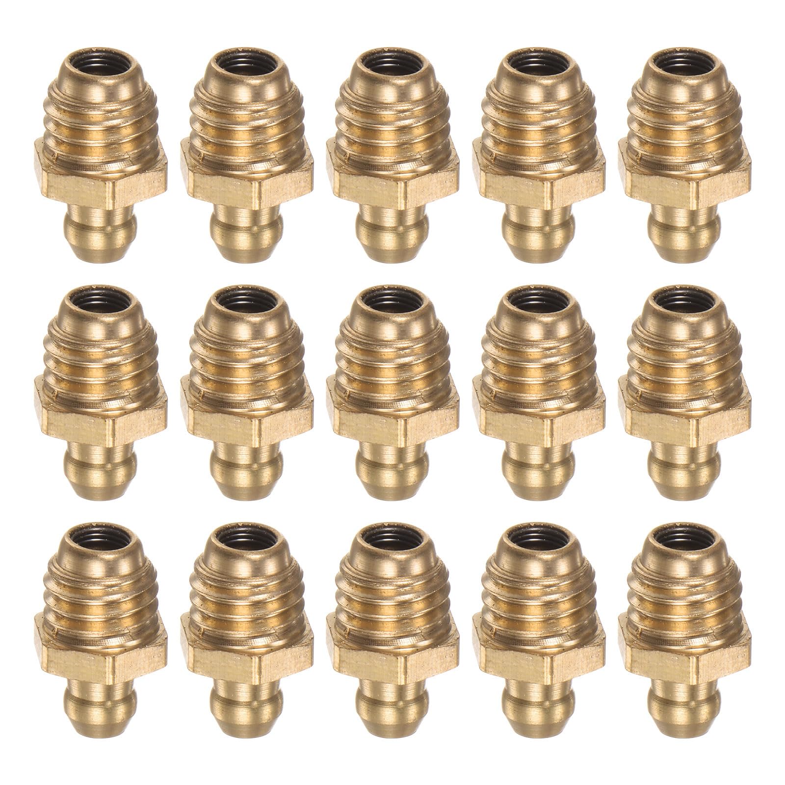 HARFINGTON 15pcs Brass Straight Grease Fitting M10x1.5mm Metric Thread Hydraulic Grease Nipple Accessories for Car