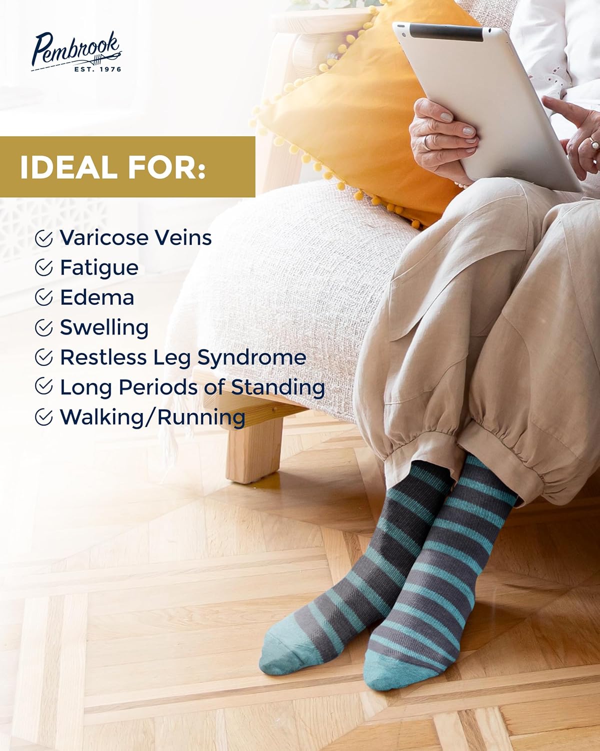 Pembrook Light Compression Socks for Women - 6 Pairs | 8-15 mmHg Cotton Compression Socks Women | Circulation Support - Image 4