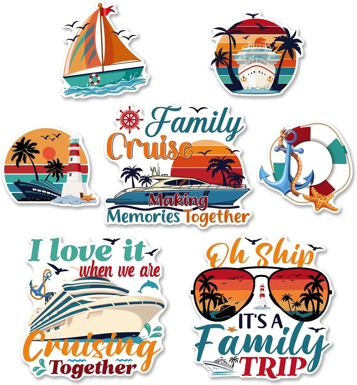 7 Pcs Family Trip Cruise Ship Door Magnets Decorations Magnetic