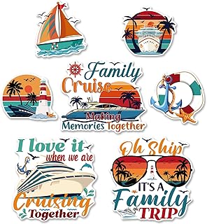 Family Cruise Door Decorations Magnetic - Cosmisun 7PCS Family Trip Cruise Door Magnets Sea Navigation Palm Trees Cruise Door Ship Decorations Magnets Stickers for Vacation Carnival Party Cabin