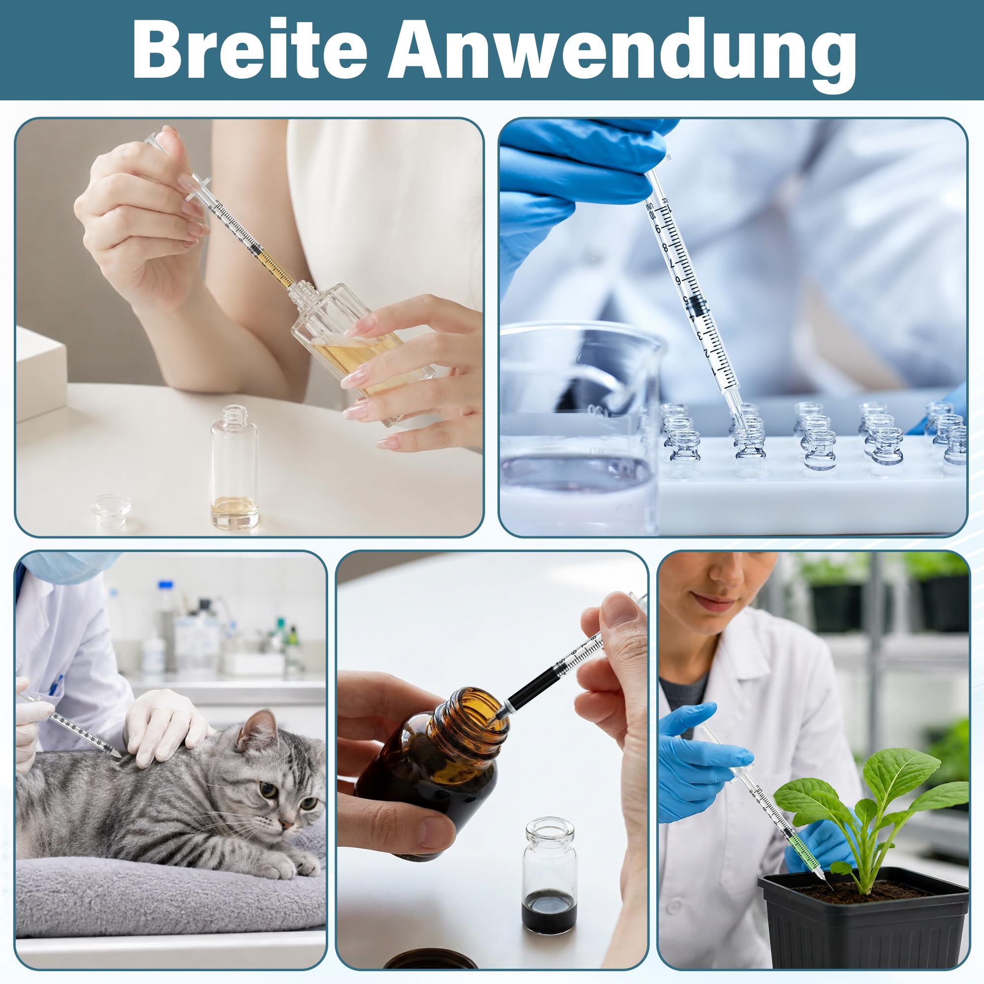 100 Stück 1ml 31G x 8mm Plastiktube für die Flüssigkeitstrennung | Plastiktube mit Skala einzeln versiegelt, für DIY,Tierfutter,die Flüssigkeitstrennung,Laborzubehör