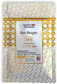 Aquatic Provisions Bee Bright Shrimp Feed, Mineral Shrimp Food for Neocaridina and Caridina with Bee Pollen and Oyster Shells, 0.35 oz 10g