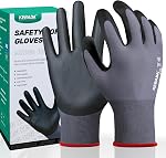 Kebada W2 Gants de travail de sécurité pour les hommes femmes, Gants enduits nitrile, compatibles avec l'écran tactile