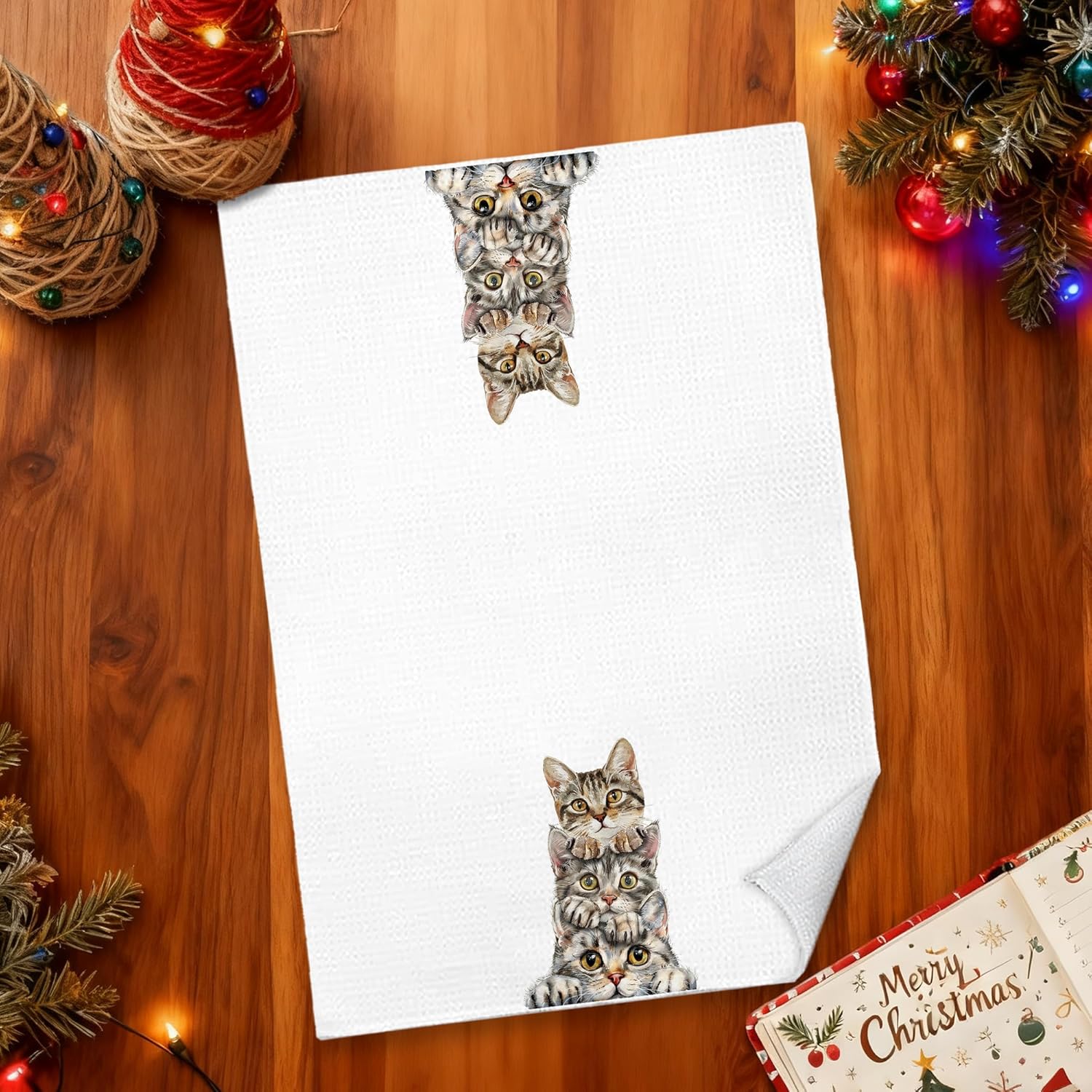 Tabby Cat Gifts Kitchen Towels 16x24 in, Cat Lovers Mom Owner Gifts, Cute Kitty Kitten Decorative Hand Tea Dish Towels for Bathroom Kitchen - Image 4