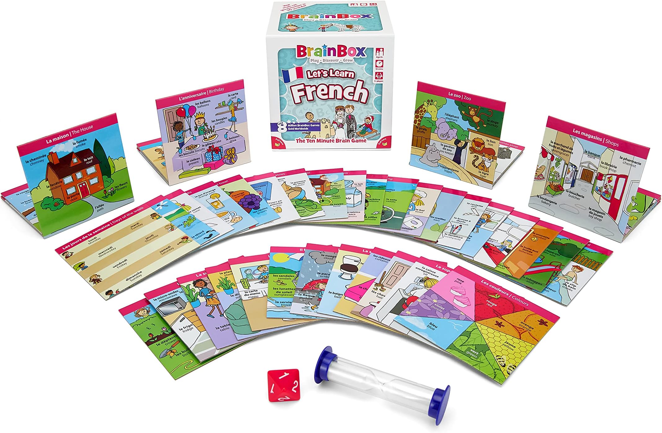 BrainBox Let's Learn French | Fun & Educational Card Game | Ages 8+ | 1+ Players | 10 Minutes Play Time