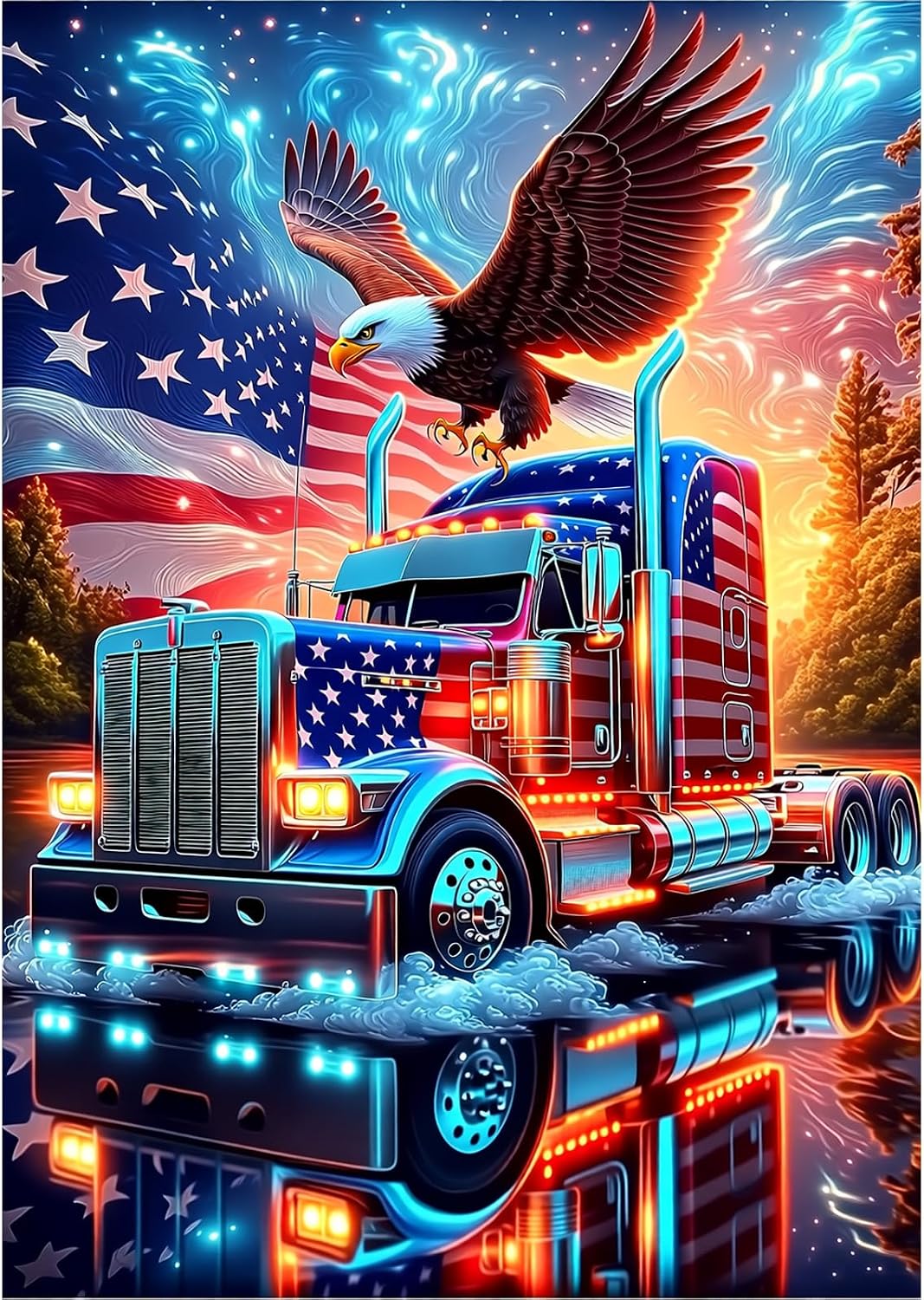 MEIYUDA American Flag Diamond Painting Kits for Adults, Baseball Diamond Art Kits for Adult Beginners, 5D DIY Full Diamond Art Painting Kit for Home Wall Decor Gift 12x16inch LMY106