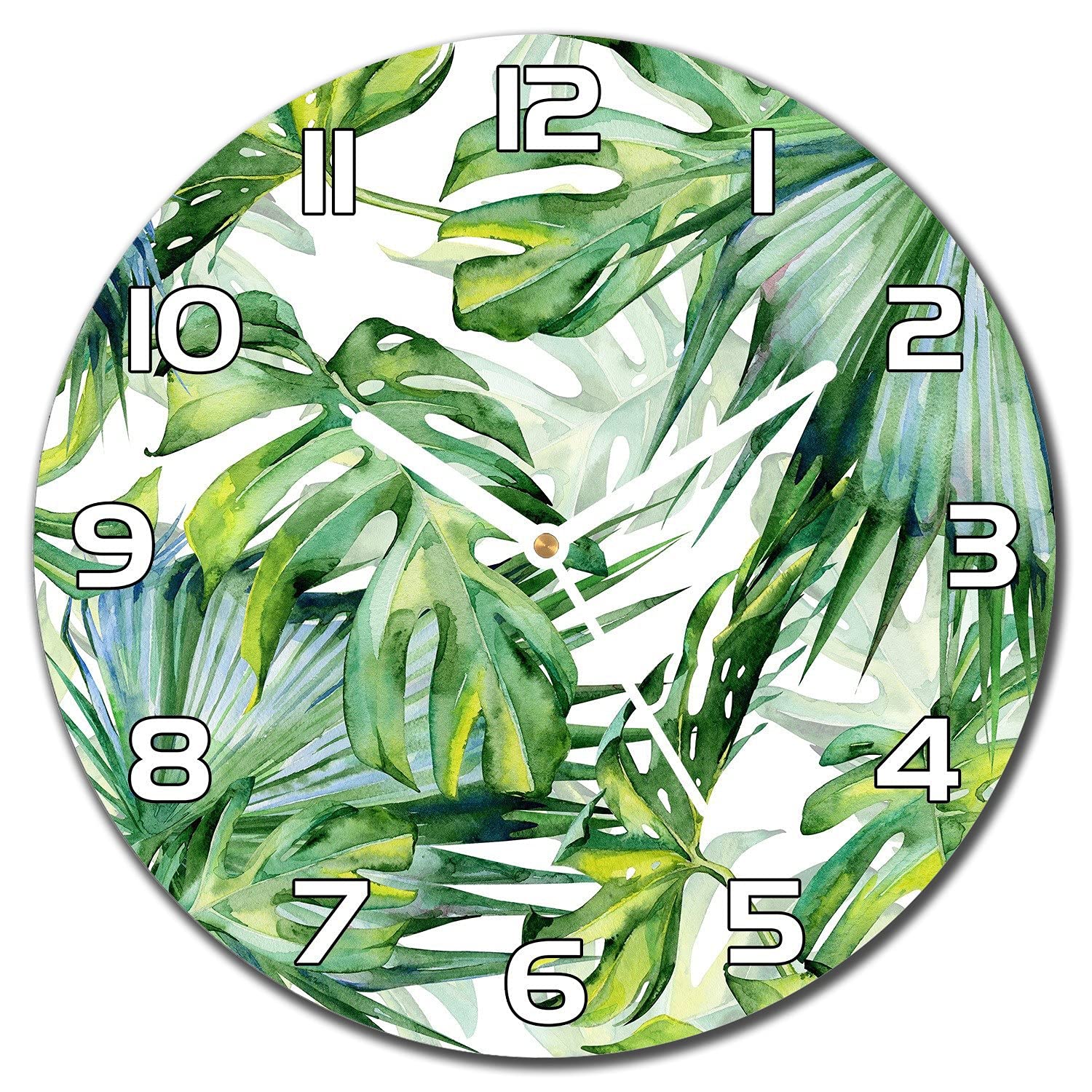 Horloge de cuisine exotique en verre 30 cm pour ambiance jungle hawaienne salon